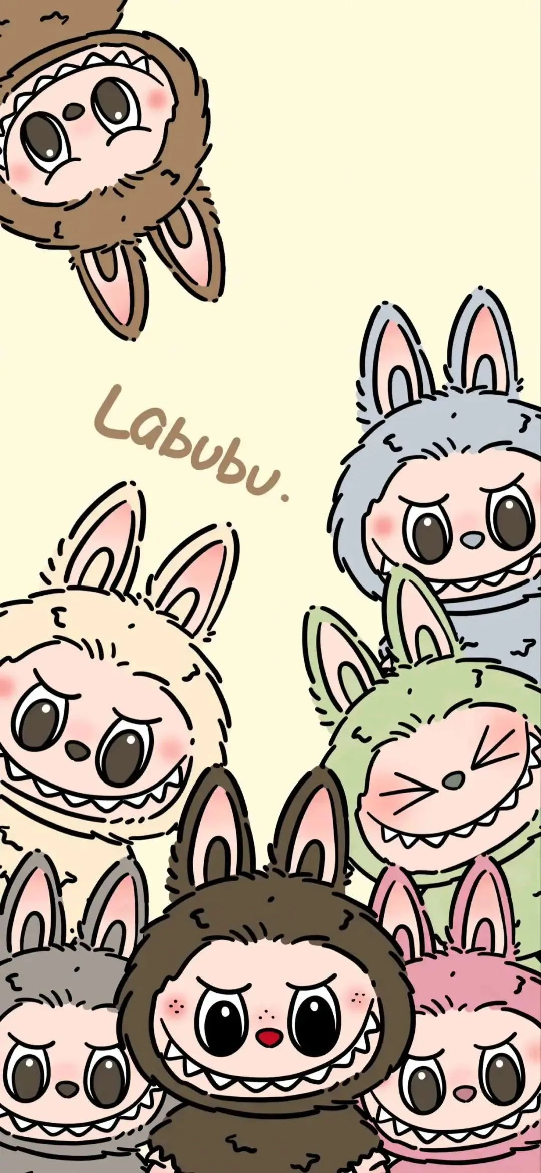 Labubu toy character collage